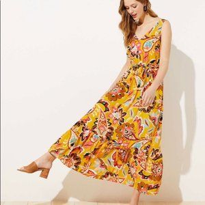 Paisley Floral Tie Waist Maxi Dress - NWT